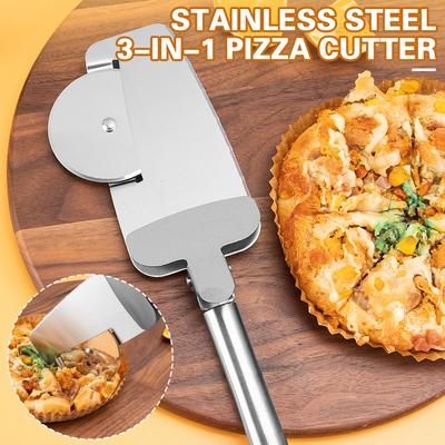 3-in-1 Stainless Steel Pizza Cutter Rustproof Washable Pie Cutting Tool For Home Kitchen