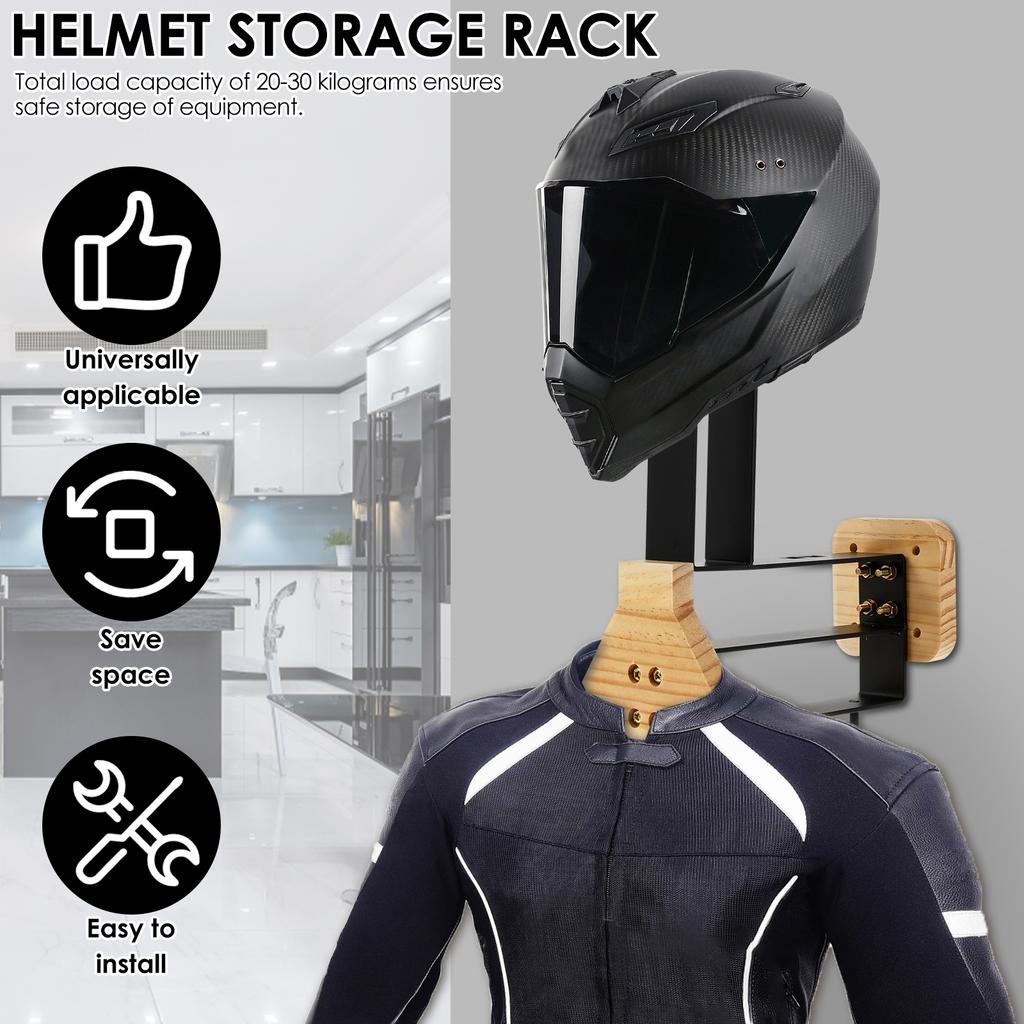 Wall Mount Motorcycle Helmet Holder Wood Coat Hats Display Hanger Bike Motorcycle Helmet Storage Plate Rack Accessories