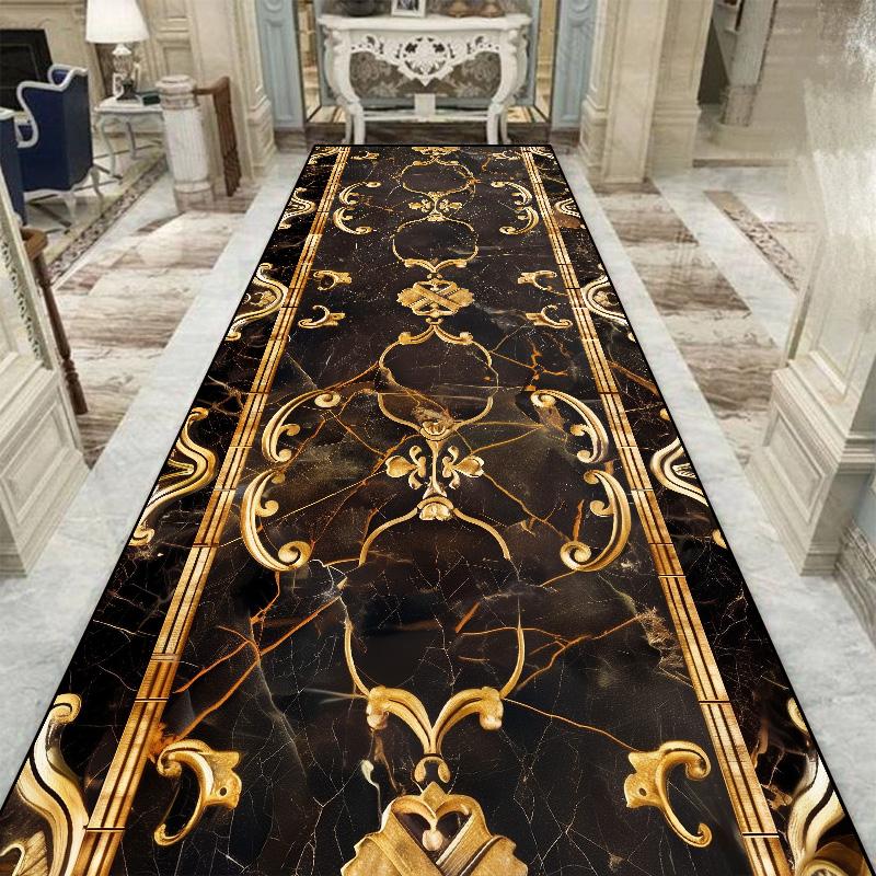 European Style Luxury Long Corridor Carpet Red Carpet Non-slip Stair Floor Mat Customizable Wedding Hall Passageway Corridor Rug