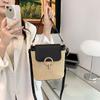 Malá slaměná taška kbelík pro ženy letní crossbody tašky ratanová plážová dámská cestovní kabelka a taška přes rameno