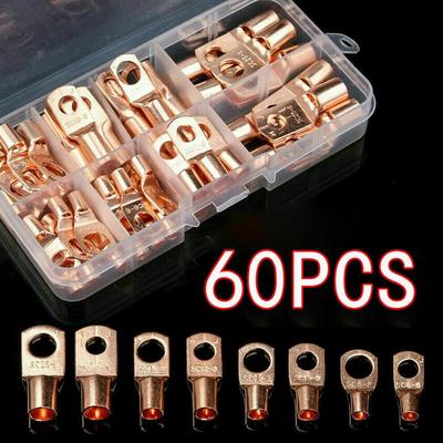 60 Stück Kupferrohrklemmen Batteriekabelschuh Ring Crimpverbinder Set