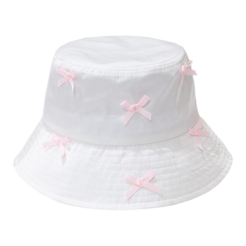 

Popular Bonnet Hat Bowtie Bucket Hat Floppy Fisherman Hat Women Girls Beach Hat Photowear Sun Hat Casual Fishing Hat белый