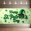 St Patricks Day Backdrop Banner Leprechaun Hat Shamrock Party Background Celebration Photography Props Event Supplies Decoration
