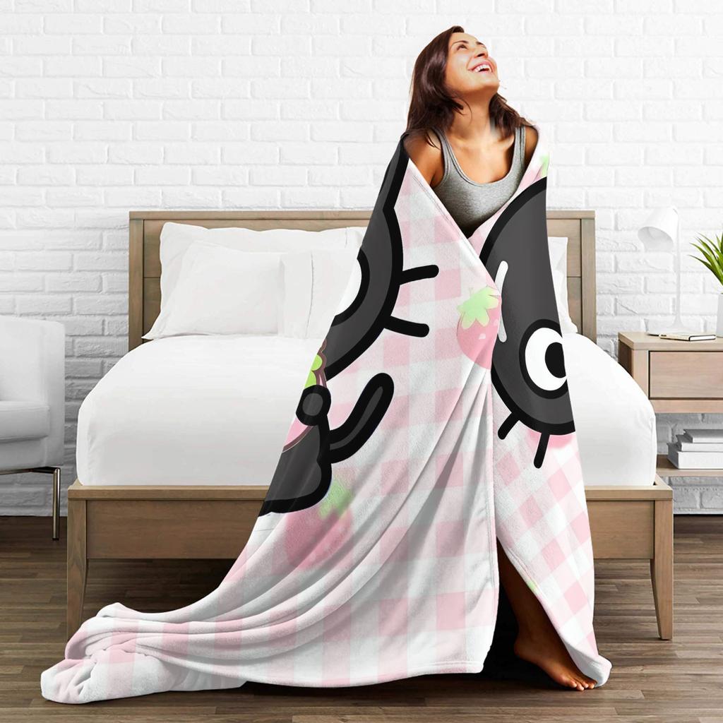 Cute Chococats Blanket Black Cat Super Soft Pattern Plush Throw Blanket For Girls Boys Couch Bed Flannel Bedspread Bed Cover