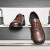 Men's Black Genuine Leather Derby Shoes - High-End, Round Toe, Formal/Casual, French/Japanese-Inspired.