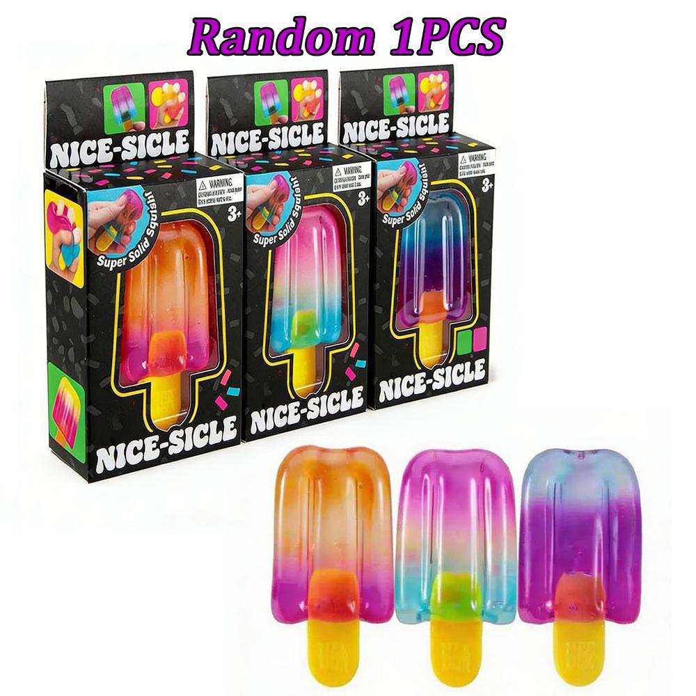 Schylling NeeDoh Complete Fidget Toy Super , Popsicle/Jellyfish/Ice Cube/Fuzz Ball Slow‑Rebound Squish Toys for Kids & Adults