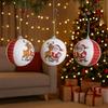 3PCS/SET Flocked Christmas Tree Ornament Snowman/Santa Claus/Elk Cartoon Christmas Hanging Ball Shimmer Colorful