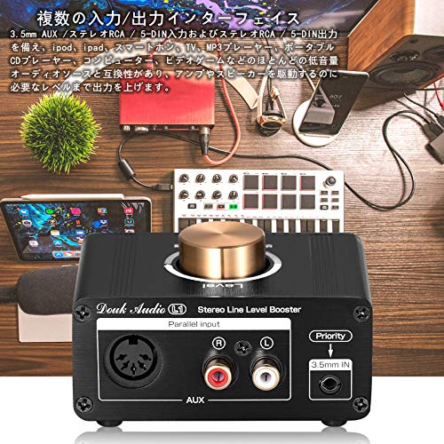Douk Audio L1 Mini Stereo Line-Level Booster Verstärker Audio Vorverstärker mit 20dB Verstärkung und Lautstärkeregelung