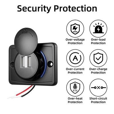 Schnellladegerät 3.0 Dual-USB & Typ-C PD Ladebuchse QC3.0 Adapter-Ladegerät USB-Schnellladegerät Auto-Steckdose 12V/24V Ausgang Wasserdicht