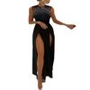 European & American Cross-Border New Women's Slit Dress with Hot-Drilled Diamonds (2022)