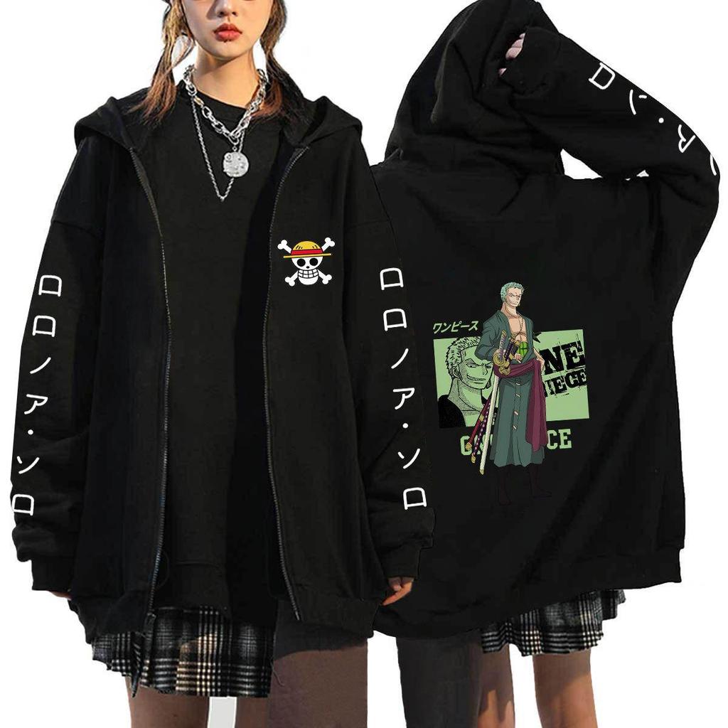 Japanese Anime ONE PIECE Hoodies Men Kawaii Harajuku Manga Graphic Zipper Coats Monkey D. Luffy Printed Streetwear Sweatshirts Unisex Pullovers Tops