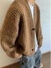Men's Retro Mixed Color Chunky Knit Cardigan - High-End Loose-Fit Sweater