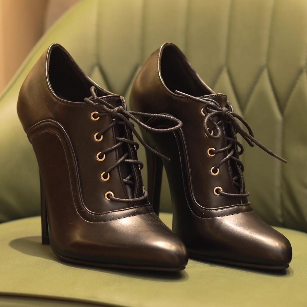 14 cm Magassarkú Spitze Fűzős Vintage Szexi Stiletto Unisex Cipő Plus Size 36-46