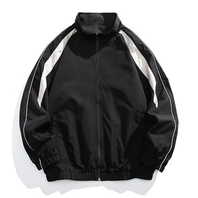 Stand-up Collar Jacket Spring and Autumn Men's and Women's Hong Kong Style Trend Contrasting Color Loose Baseball Jacket