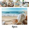 4 Pieces Beach Placemat Heat Resistant Table Mats Wipeable Non Slip Waterproof Linen Dining