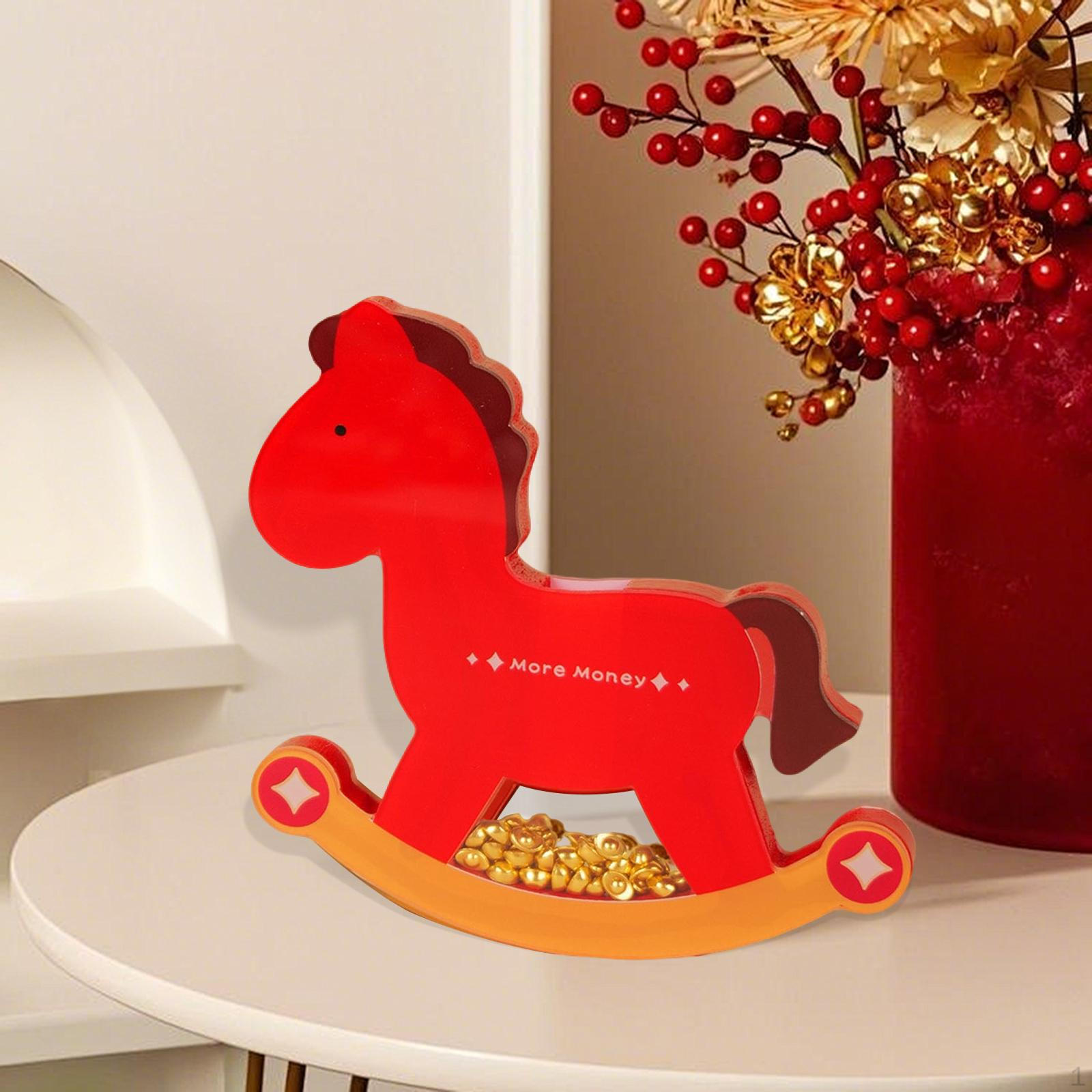 Rocking Horse Figurine Desktop Ornament Artistic Souvenir Art Craft Chinese Year Decoration for
