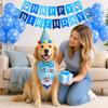 Pet Birthday Party Decoration Kit Dog Bandana Hat Banner Flag Number Set Includes Balloons Bow Tie Tape Suitable for Pet Celebrations