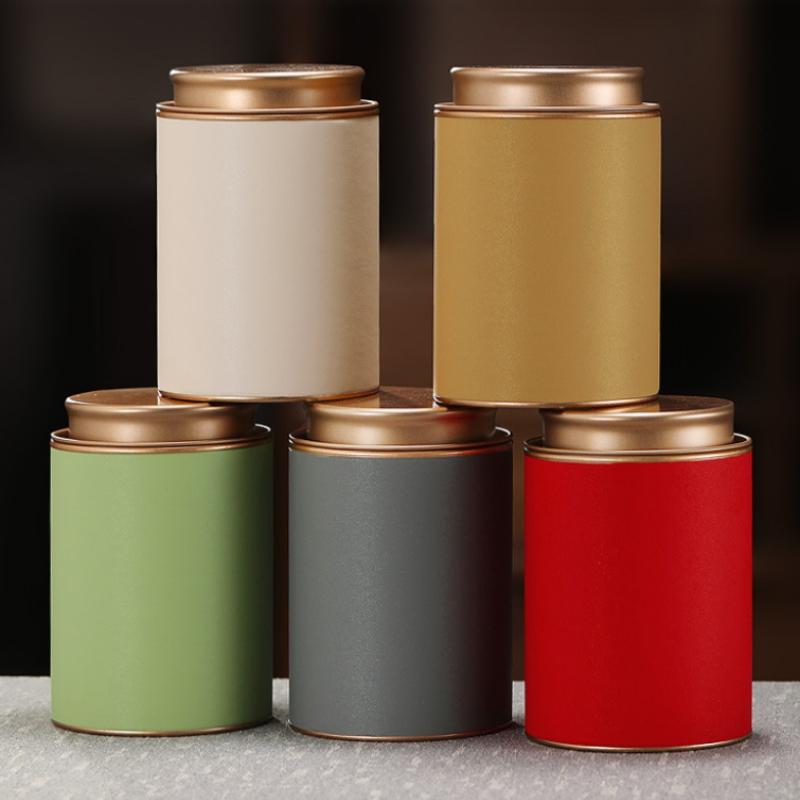 Mini Tea Caddy Sealed Storage Paper Tank Portable Travel Tea Boxes Tea Tin Containers Coffee Canister Kitchen Spice Candy Jar