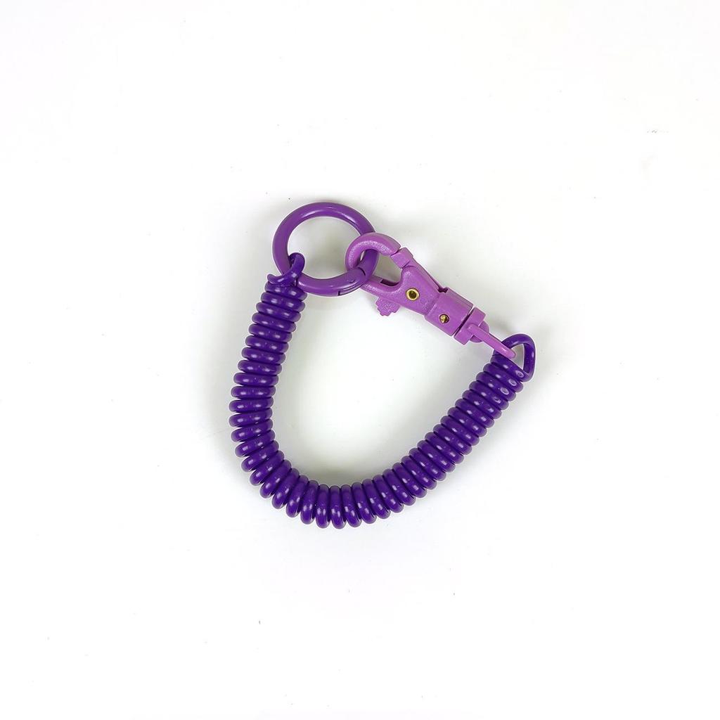 Colorful Retractable Plastic Spring Rope Keychain - Portable Anti-Lost Keyring
