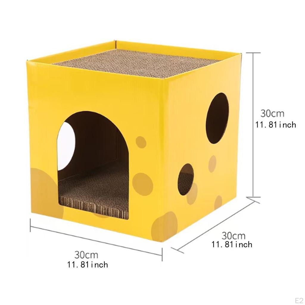 Cardboard Cat Hideaway with Scratching Pad for Small Pets