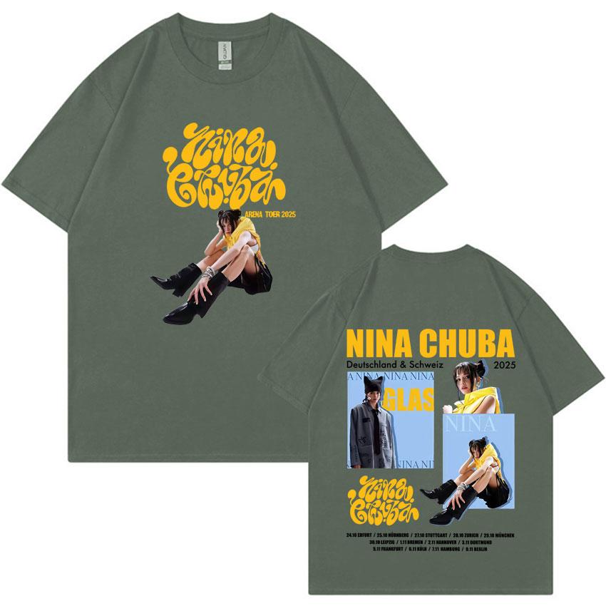 Nina Chuba Trendy Graphic T Shirts 2025 New Men Women Oversized Aesthetic Cotton Y2K Short Sleeve Summer Print Loose Tees Unisex
