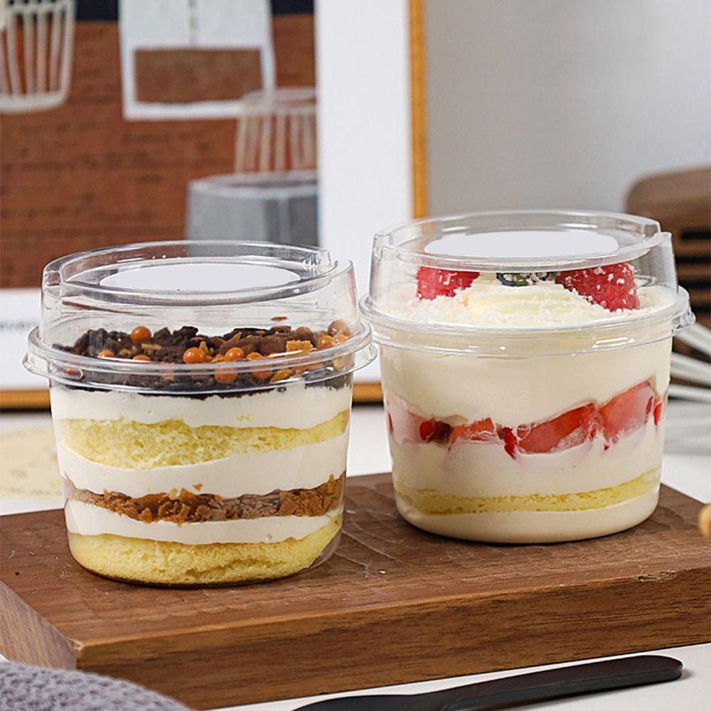 50Pcs Clear Plastic Disposable Salad Cups 150/250ml Disposable Packaging Box Disposable Tableware