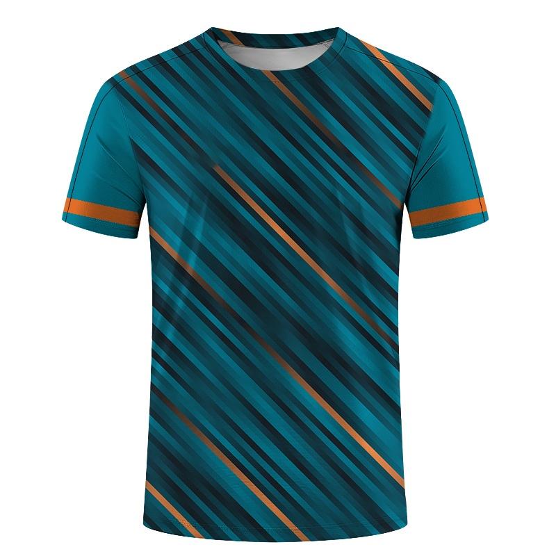 Colorful Geometric Splicing Pattern T Shirt For Men Sport 3D Printed Tees Casual Short Sleeve Round Neck