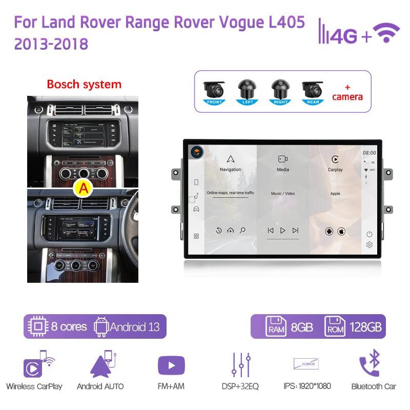 13.3" For Land Rover Range Rover Vogue L405 2013-2018 Android13 Car Multimedia Player GPS Navigation 8+128G CarPlay 4G AC Screen