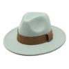 Fashion Blogger With Brown Wool Jazz Hat Vintage Big Brim Felt Top Hat