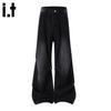CHOCOOLATEit Men's Wide Leg Straight Fit Rivet Jeans