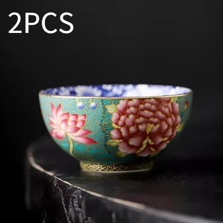Vintage Enamel Color Blue White Porcelain Tea Cup Floral Pattern Chinese Ceramic Tea Set Cup for Drinking Gift Collection