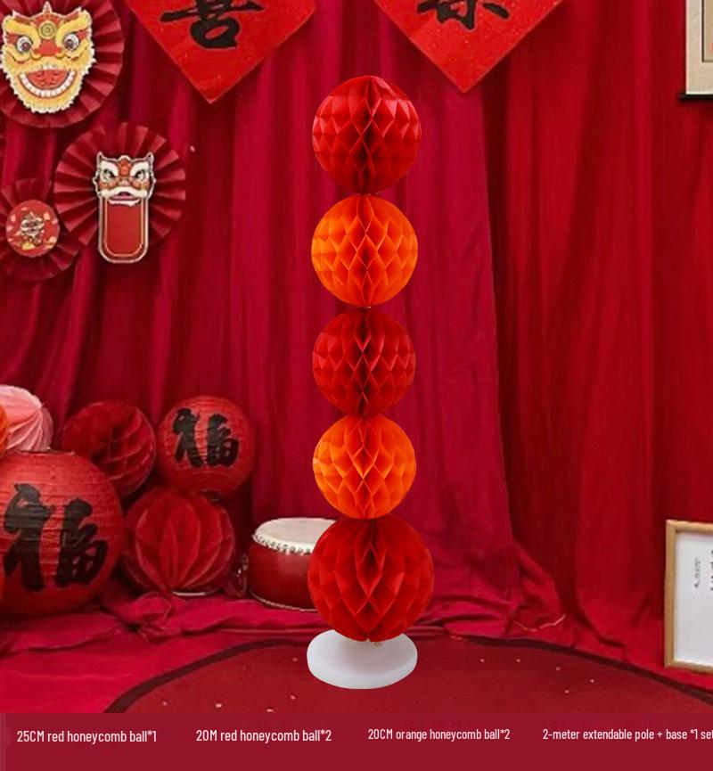 Chinese New Year Lantern Honeycomb Ball Decoration for Birthday and Photo Props