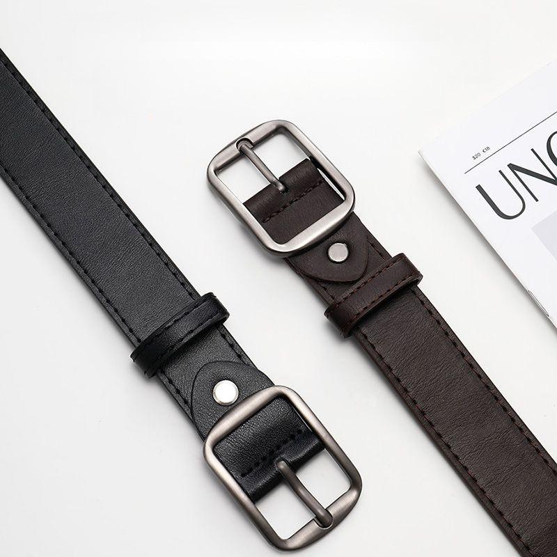 Casual Denim Youthful Belt Crafted From Durable Cowhide In Elegant Black For Looks Fashionable