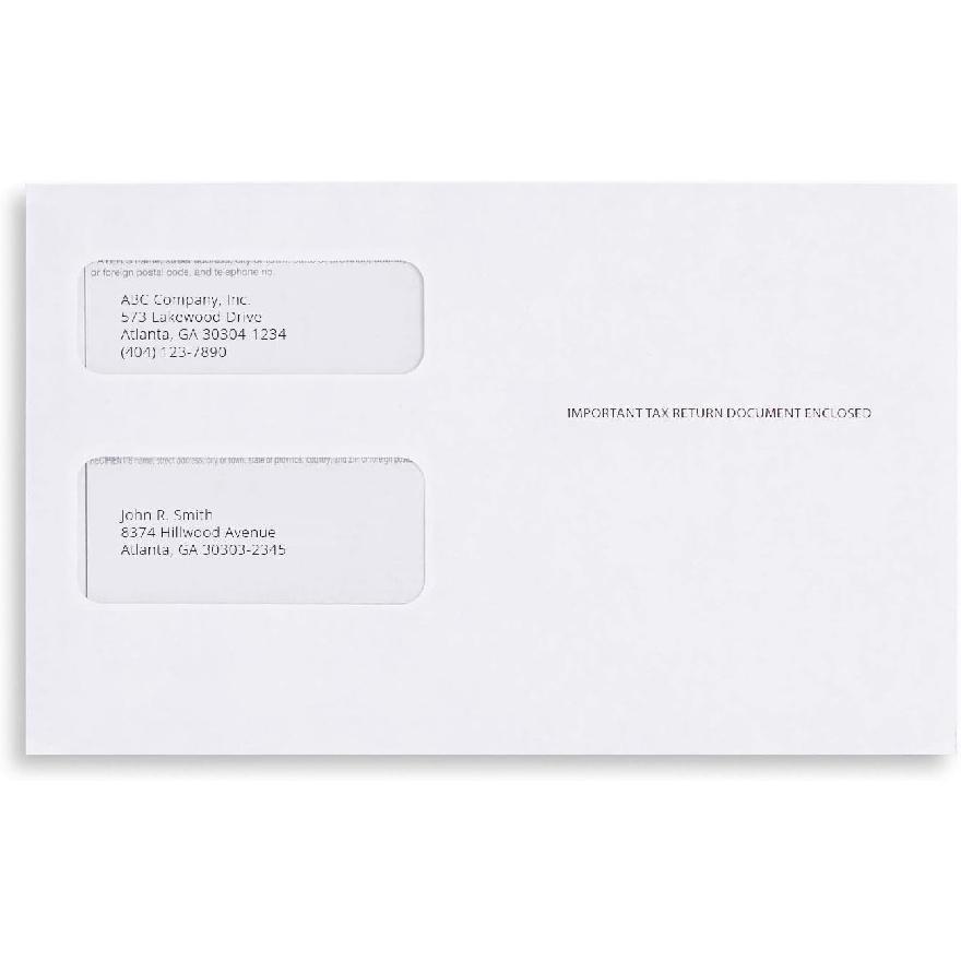 1099 MISC Tax Envelopes, Double-Window Security Envelope for 1099 Income Misc And 1099-R & DIV - INT, 1095 C Tax Form,5 5/8 Inch X 9 Inch, Gummed
