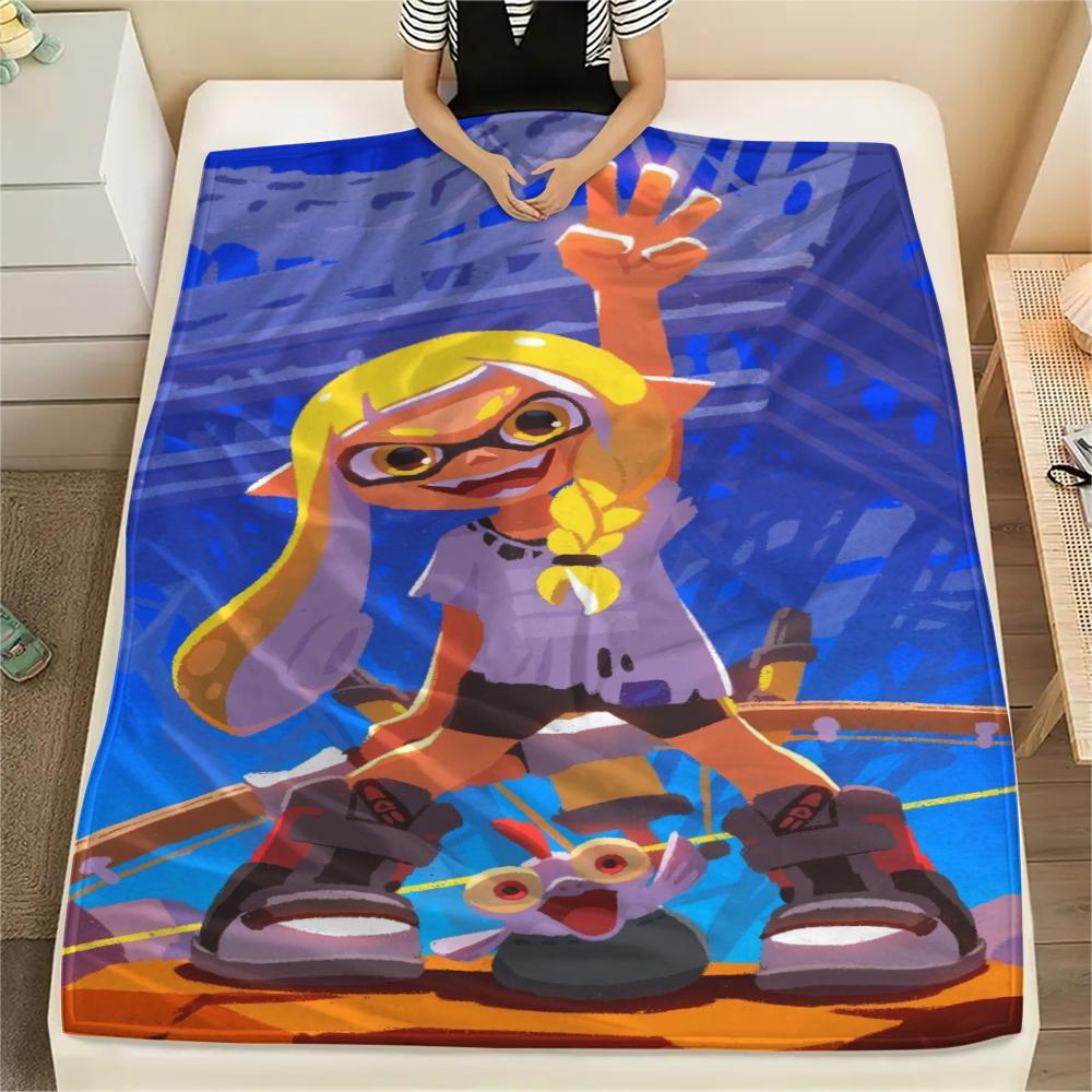 1PC Splatoon game Print Flannel Blanket, High quality Comfortable for All Seasons, Home Decor, Warmth and Comfort, Perfect for Christmas Gifts175
