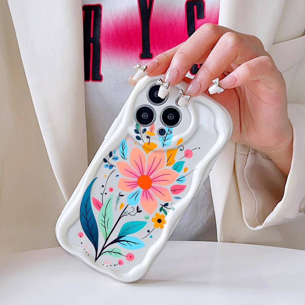 Model de desene animate Carcasă cu textura cremă Marginea ondulată Husă din silicon moale Husă pentru telefon pentru iPhone Samsung Huawei Honor Xiaomi Redmi Infinix Tecno