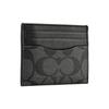 Coach Card Case Classic Monogram Print Three Credit Card Slots Coated Canvas Men Card Holder Gray Black 58110-CQBK