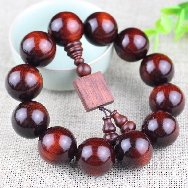 Purple Sandalwood Rhinoceros Horn Prayer Beads Bracelet with High Oil Content - 20 Red Wood Beads