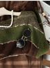 Matcha Chocolate Cashmere Wool Color Block Striped Knit Sweater - Women's Autumn Fashion