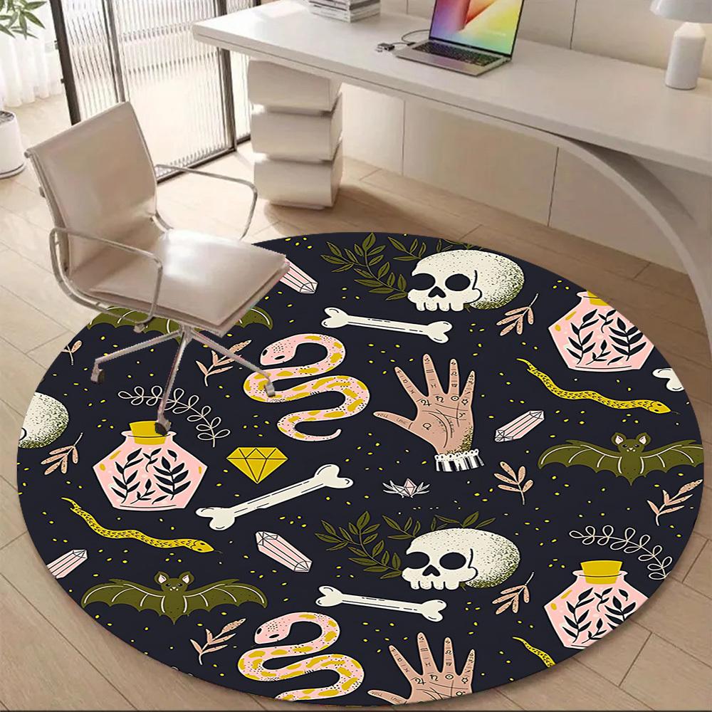 1PC Witchcraft Symbols Office Round Area Rug, Mat Suitable For Office, Under Office Chairs Bedroom Living Room Home Decor, Room Deco