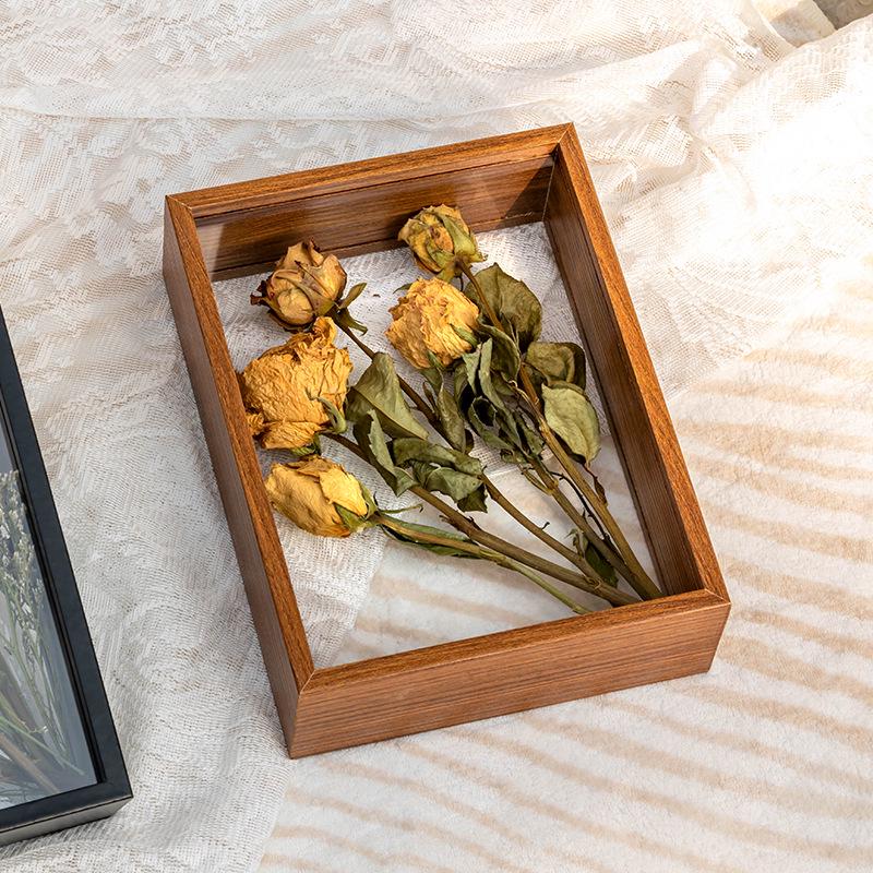 DIY Solid Wood 3D Transparent Photo Frame with Dried Rose & Gypsophila Specimen