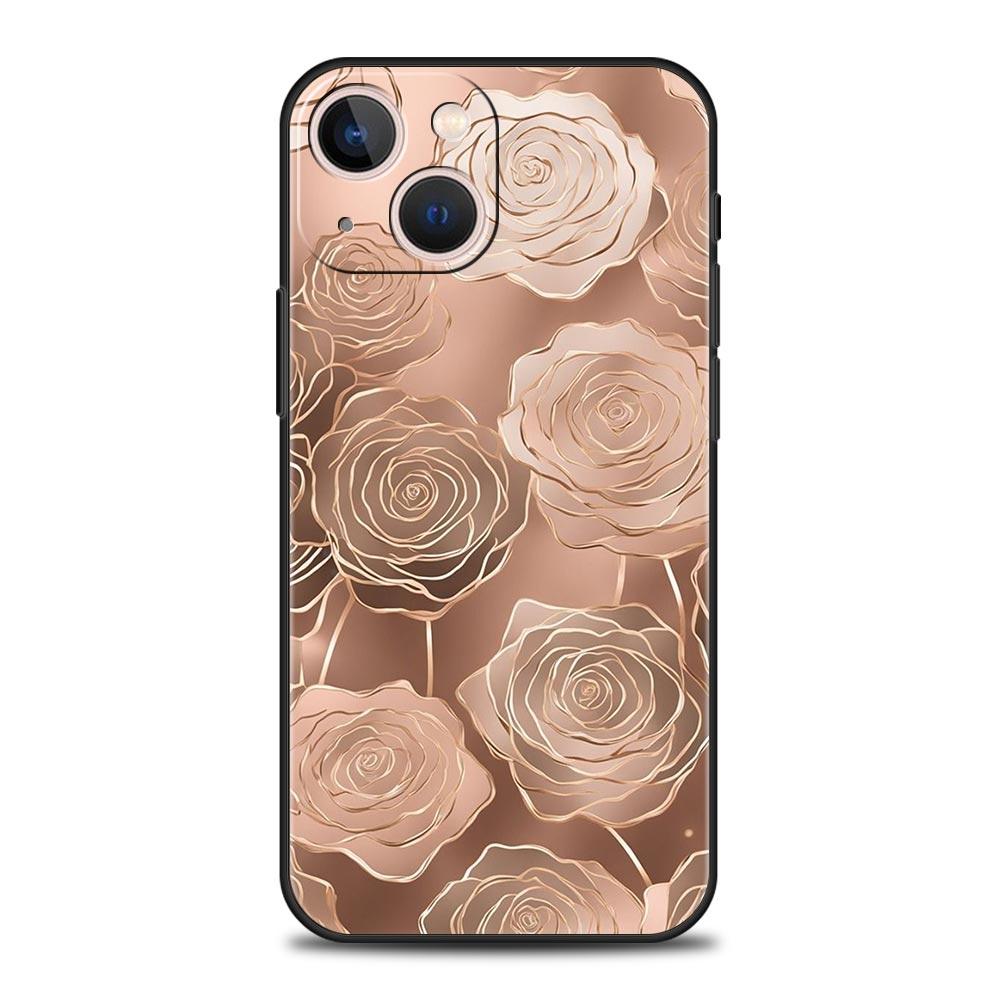 Phone Case For iPhone 16 15 14 13 12 11 Pro Max XS X XR SE 7 8 Plus Shell Beautiful Rose Gold Art iPhone 16e Soft TPU Cover
