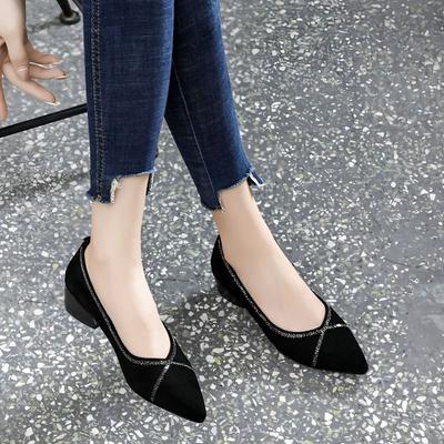 Chaussures Élégantes à Talons Bas Noires à Bout Pointu pour Femmes Haute Qualité Slip On Confortables Élégantes Vacances Été 2025 39 Escarpins Femme