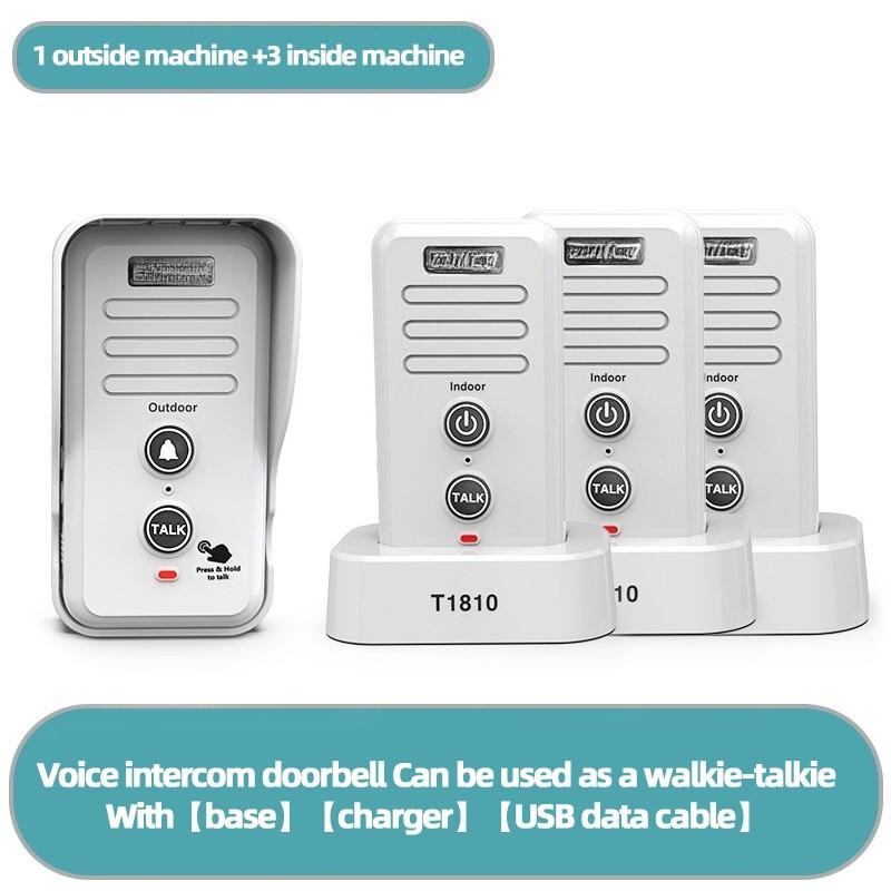 1-2 Mile Range 3 Volume Levels Wireless Doorbells Waterproof Electronic Intercom System Rechargeable Voice Intercom Doorbell