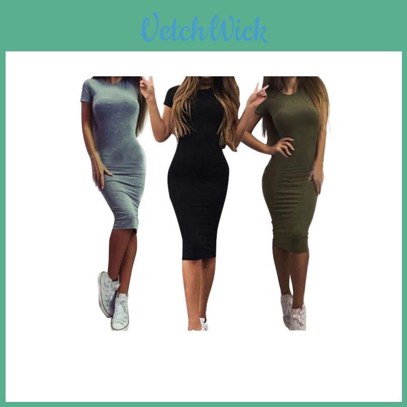 Elegant Womens Short Sleeve Bodycon Pencil Dress For Summer Casual Plus Sizes