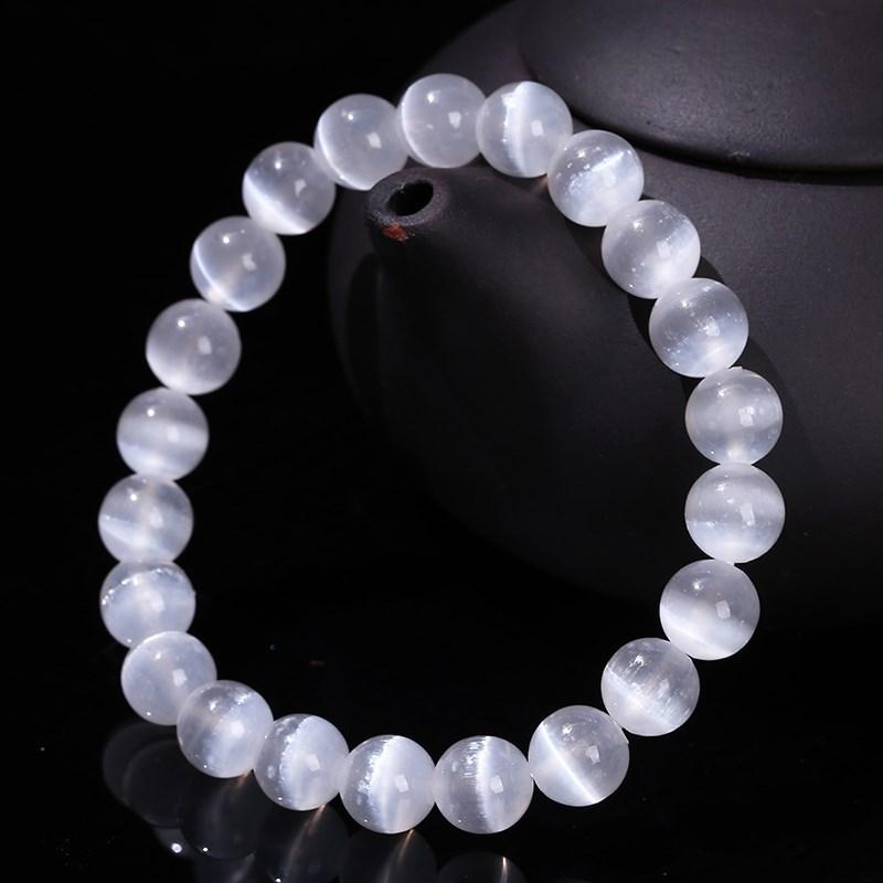 JD Bracciale in Pietra Selenite Bianca Naturale per Donna Uomo 100% Gesso Reale Pietra Rotonda 6 8 10mm Braccialetti Elastici Regalo Minerale Yoga