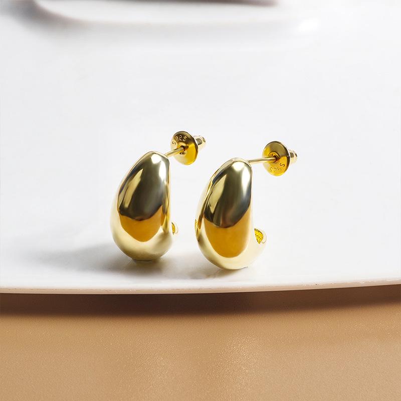 

Jade Angel S925 Sterling Silver Teardrop Stud Earrings for Women - Simple and Versatile Ear Jewelry 925 Silver