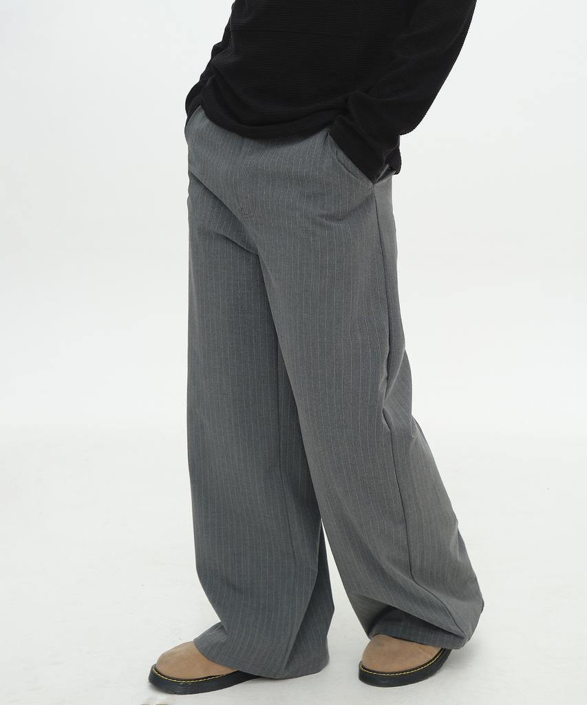 PLACESTUDIOMAN Classic Formal Basic Striped Curved Wide Slacks Pants_2 Colors