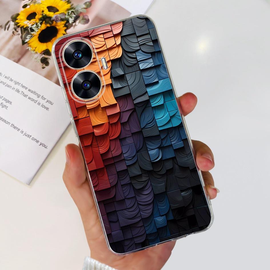 For Realme C55 Case RMX3710 Transparent Cover Fashion Patterns Soft Silicone Phone Cases For Realme C55 4G C 55 RealmeC55 Fundas