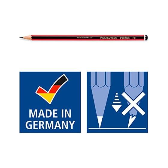 Staedtler Tradition HB Pencils, 12-Pack, General Use Pencils for Writing, Drawing, Sketching, Red/Black Design, PEFC Certified Wood, European Style,